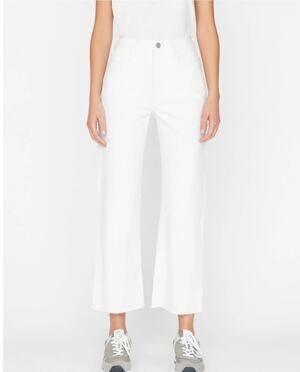 Frame Womens 34 White Le Jane Crop High Rise Distressed Hem Jeans Causal Chic